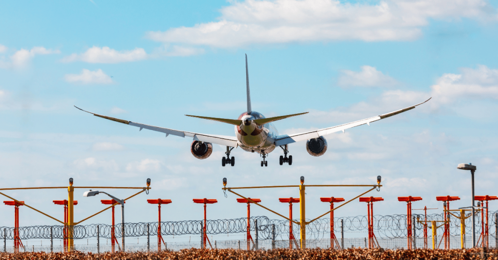 Heathrow airport plane flying