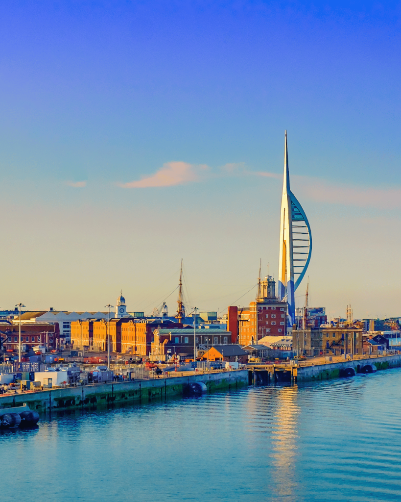 Portsmouth Port view in sunshine