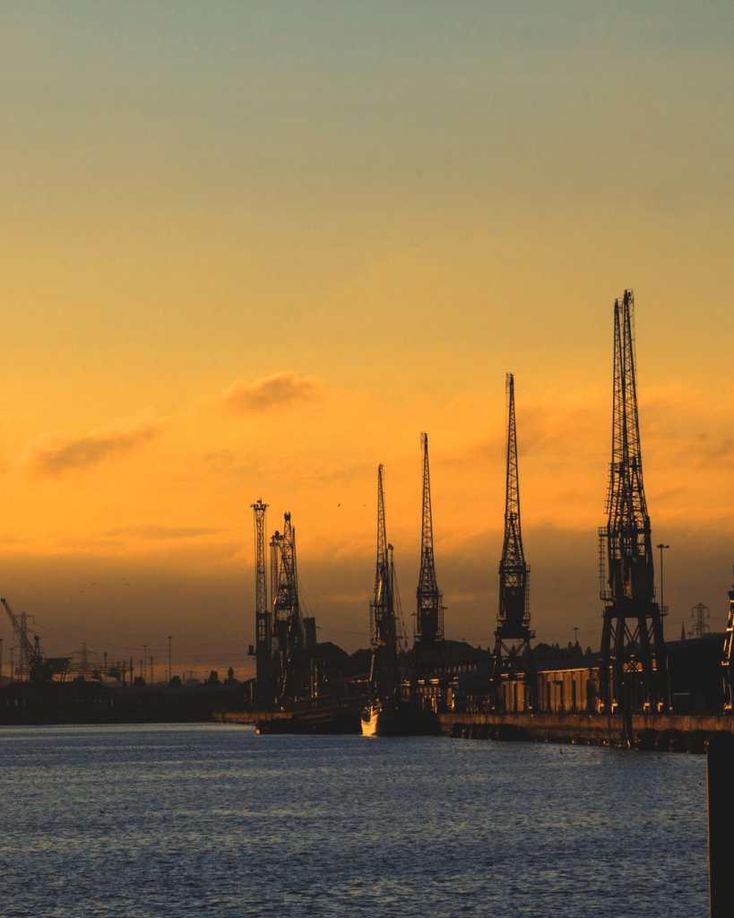 Southampton Docks view at sunset