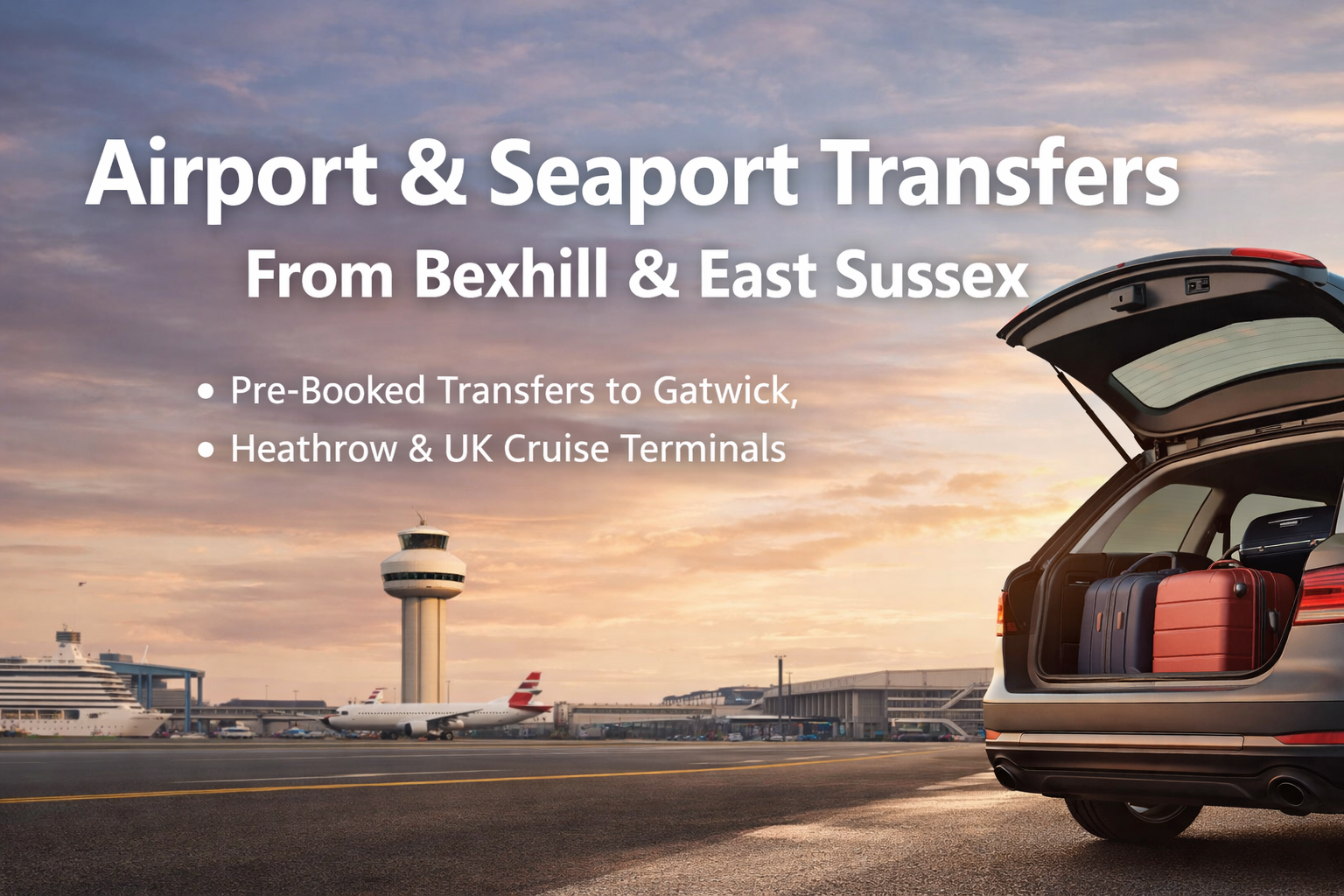 Airport and seaport transfers from Bexhill and East Sussex 